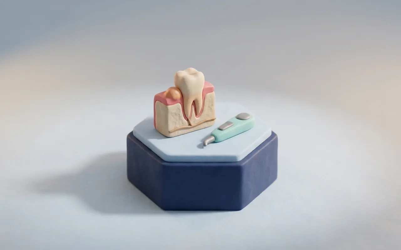 Guida su ascesso dentale morte e rischi reali: dente infetto alla radice con gonfiore della gengiva