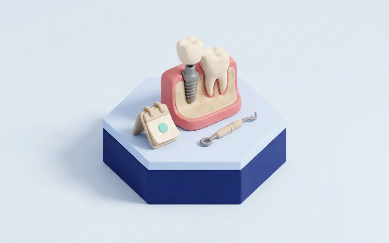Impianto dentale a carico immediato pro e contro: modello di impianto con corona fissata sopra la vite