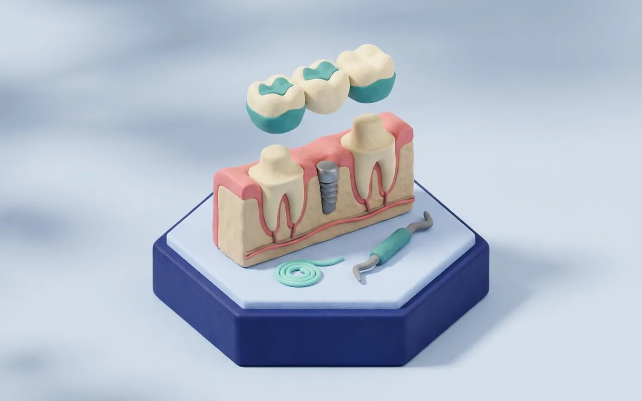 Ponte dentale con un solo appoggio: modello di un ponte sostenuto da un unico dente pilastro