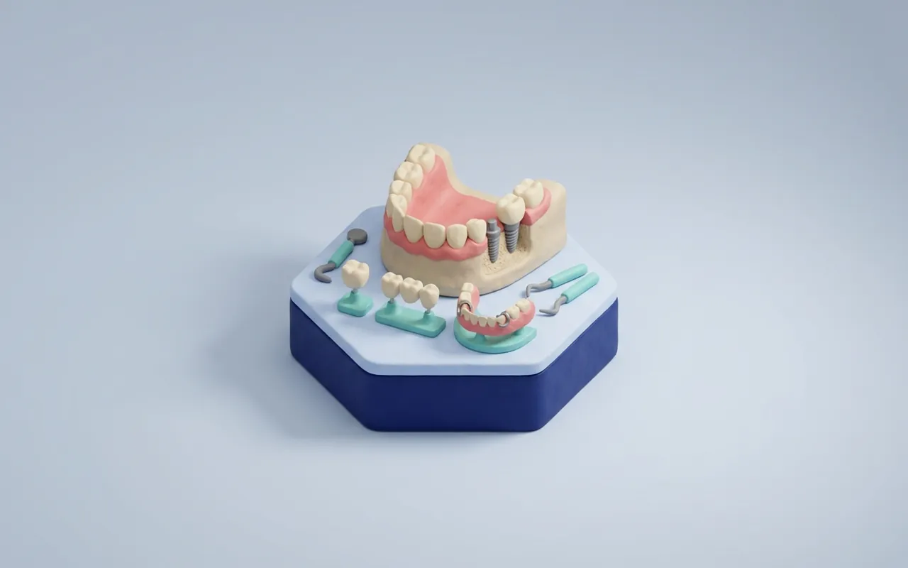 Modello di protesi fissa su tre elementi per valutare se un ponte dentale conviene nel proprio caso